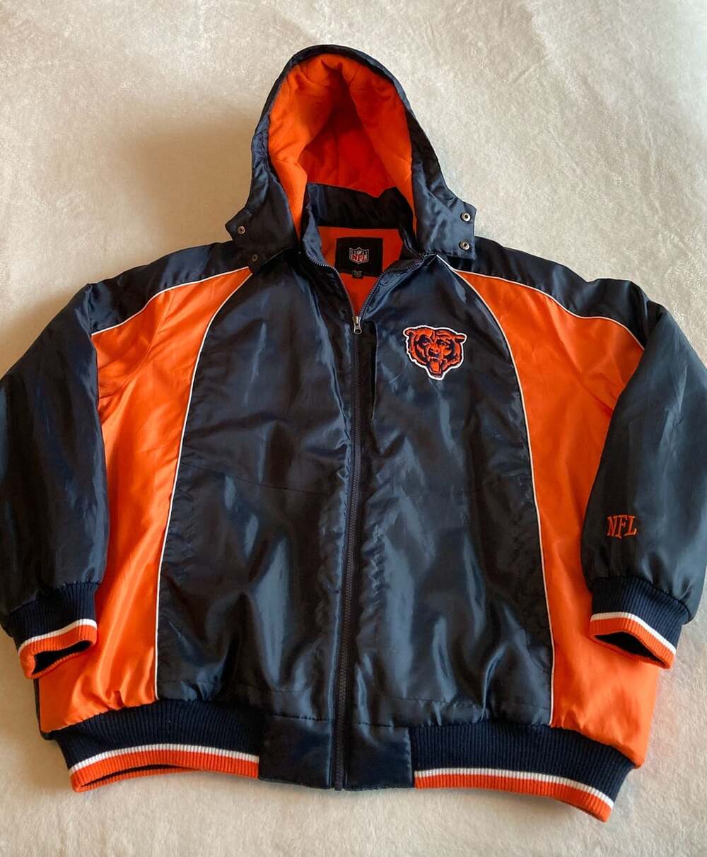 NFL G-III Chicago Bears Hooded Jacket Size XXL Navy Orange Fleece Lined